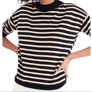Madewell Mockneck Boxy Pullover Sweater in Stripe